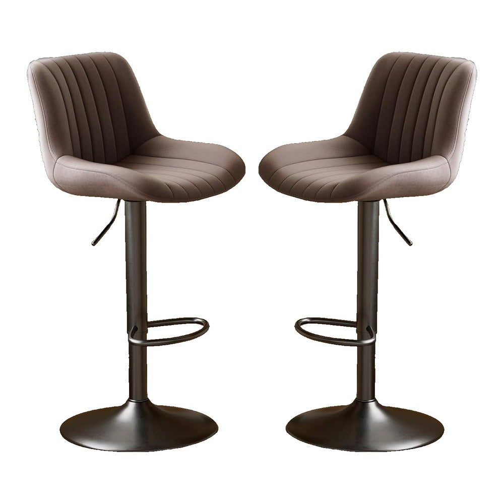 Swivel Counter Height Bar Stools with Backs, Synthetic Leather & Iron Frame (Set of 2)