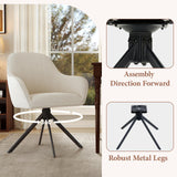 Modern Beige Linen Tufted Portable Reclining Swivel Dining Chair with 360 Rotation Ergonomic Backrest for Home Restaurant Hotel (Set of 2)
