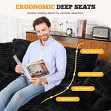 Modern High-Class Durable Corduroy Modular Loveseat No Assembly Required Armless Sofa Deep Seats for Living Room Apartment