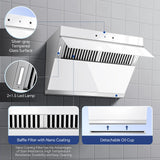 Under Cabinet Range Hood 30 Inch,Wall Mount Kitchen Hood 900 CFM with Heating Auto-cleaning Function, Gesture& Touch Control
