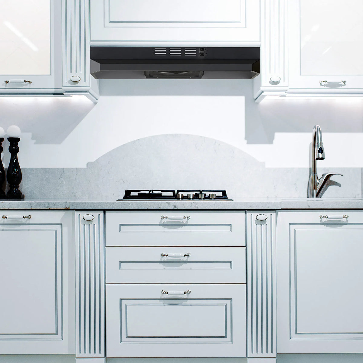 Range Hood 30 Inch Under Cabinet, Stainless Steel Kitchen Vent Hood 280CFM, Built-in Kitchen Stove Hood W/Rocker Button Control