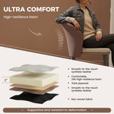 Modern Ergonomic Lightweight PU Leather Upholstered Waterproof Stable Dining Chair Curved Backrest for Home Dining Living Rooms (Set of 4)