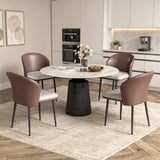 Modern Ergonomic Lightweight PU Leather Upholstered Waterproof Stable Dining Chair Curved Backrest for Home Dining Living Rooms (Set of 4)
