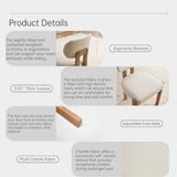 Modern Dining Room Chairs Set of 2, Minimalist Upholstered Chenile Fabric Kitchen Chair with Wooden Legs (Lake Blue/beige/grey)