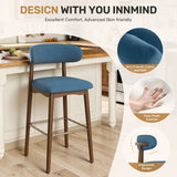 Modern Steady Metal Counter Height Bar Stools with Rubber Wood Legs Ergonomic Backrest for Home Bar Dining Room & Outdoor Use (Set of 2)