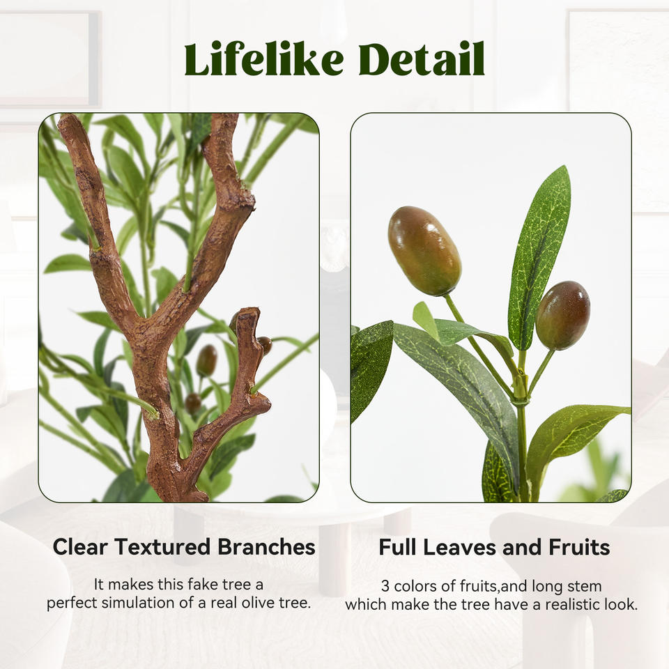 Realistic Artificial Olive Tree Textured Branches Easy Assembly Plastic Faux Tree Wedding Christmas New Year Halloween Decor UV