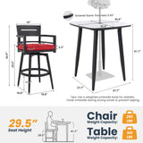 5 Pieces Aluminum Outdoor Patio Bar Set