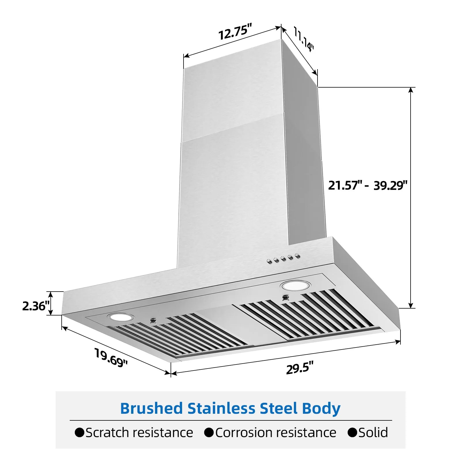 Wall Mount Range Hood 30 Inch 900CFM Vent Hood T Shape with Stainless Steel Stove Hood Split Type Permanent Gr - view 2