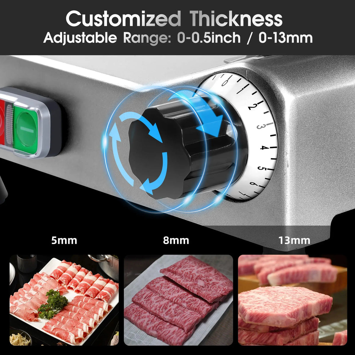 10 Inch Commercial Meat Slicer, 240W Frozen & Cheese Slicer, Premium Chromium-plated Steel Blade, Semi-Auto, Low Noise