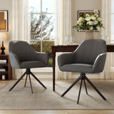 Modern PU Leather Reclining Swivel Dining Chair with Ergonomic Design and Robust Metal Legs for Dining Room & Office (Set of 2)