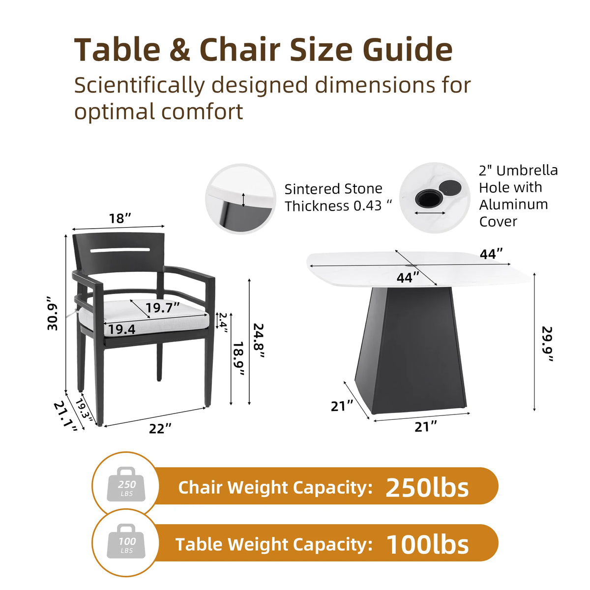 5-Piece Outdoor Patio Pedestal Dining Set