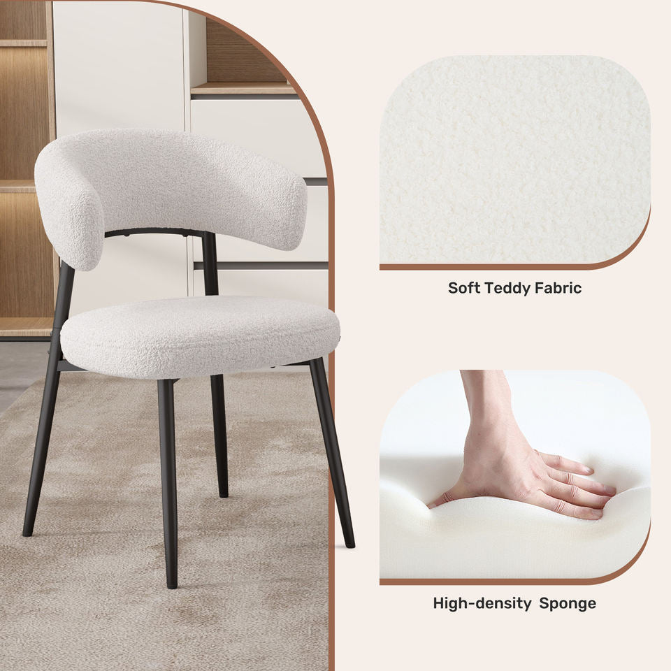 Modern Velvet Leisure Chair Curved Wing Backrest Thickened Metal Legs Soft Comfort Living Room Home Office Dining Hotel Use (Set of 4)