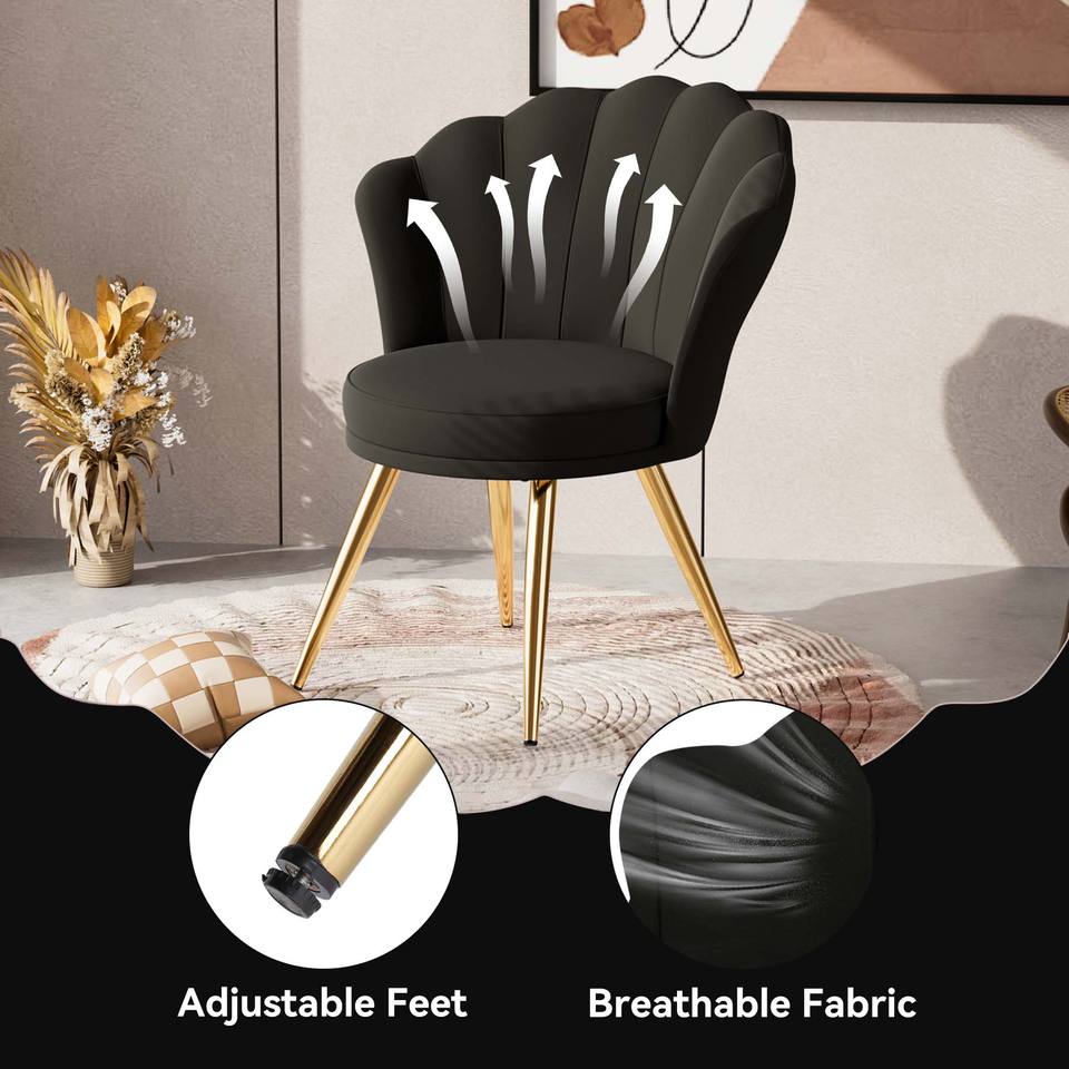 Velvet Adjustable Swivel Swivel Chair with Gold Metal Legs Steady Modern Design for Dining Hotel & Living Room Use