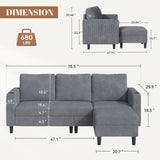 Modern Convertible Extendable Sponge-Filled Massage Loveseat Sofa Bed Set Upholstered Linen Mall Use School No Assembly Required