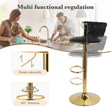 Iron Adjustable PU Leather Bar Stools Modern Swivel Steady Commercial Use Home Bar Dining Outdoor Counter Height Hotel Workshop (Set of 2)