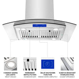 Island Range Hood 30 Inch 700 CFM Ceiling Mount Kitchen Vent Hood Tempered Glass with Color Gesture Sensing & Touch Control