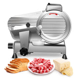 10 Inch Commercial Meat Slicer, 240W Frozen & Cheese Slicer, Premium Chromium-plated Steel Blade, Semi-Auto, Low Noise