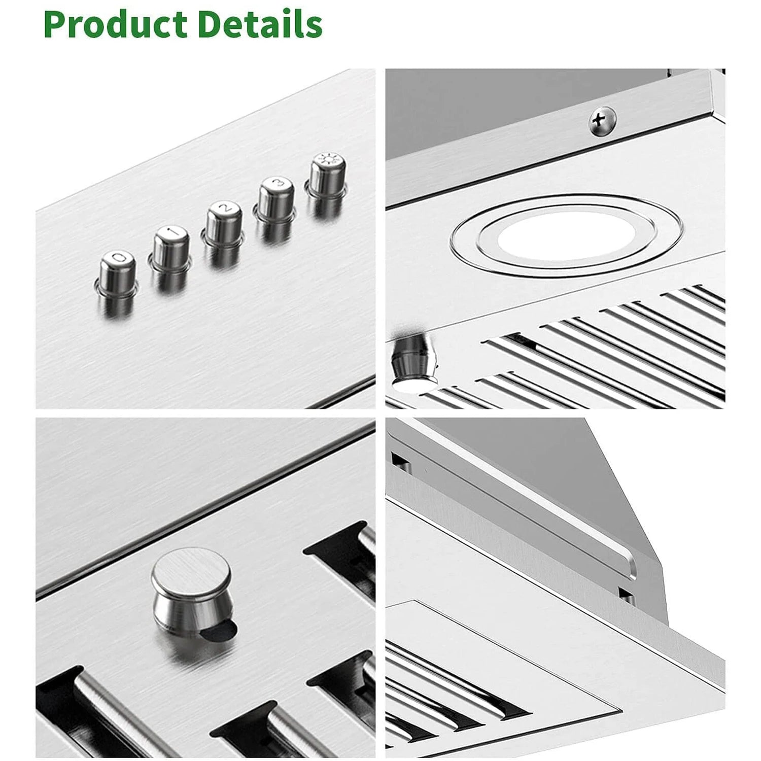 Range Hood Insert 36 Inch 600CFM Stainless Steel Household Built-in Vent Hood , Kitchen Ventilation Stove Exha - view 3