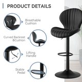 Modern Adjustable Swivel Fabric Bar Stools Counter Height High Backrest 3-5 Minute Assembly for Dining Living Outdoor School (Set of 2)