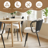 Modern Light Dining Chair with Teddy Upholstery & Fleece Cushion Ergonomic Armchair for Home Office & Hotel Use (Set of 4)