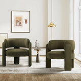 Modern Arm Chair Stock Green Velvet Fabric Accent Chair Wood Frame Ergonomic Wingback Leisure Chair Living Bedroom Furniture