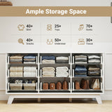 Modern Solid Oak Wood 9-Drawer Dresser Fluted Drawer Fronts Stainless Steel Gold Handles Anti-Collapse Design Freestanding