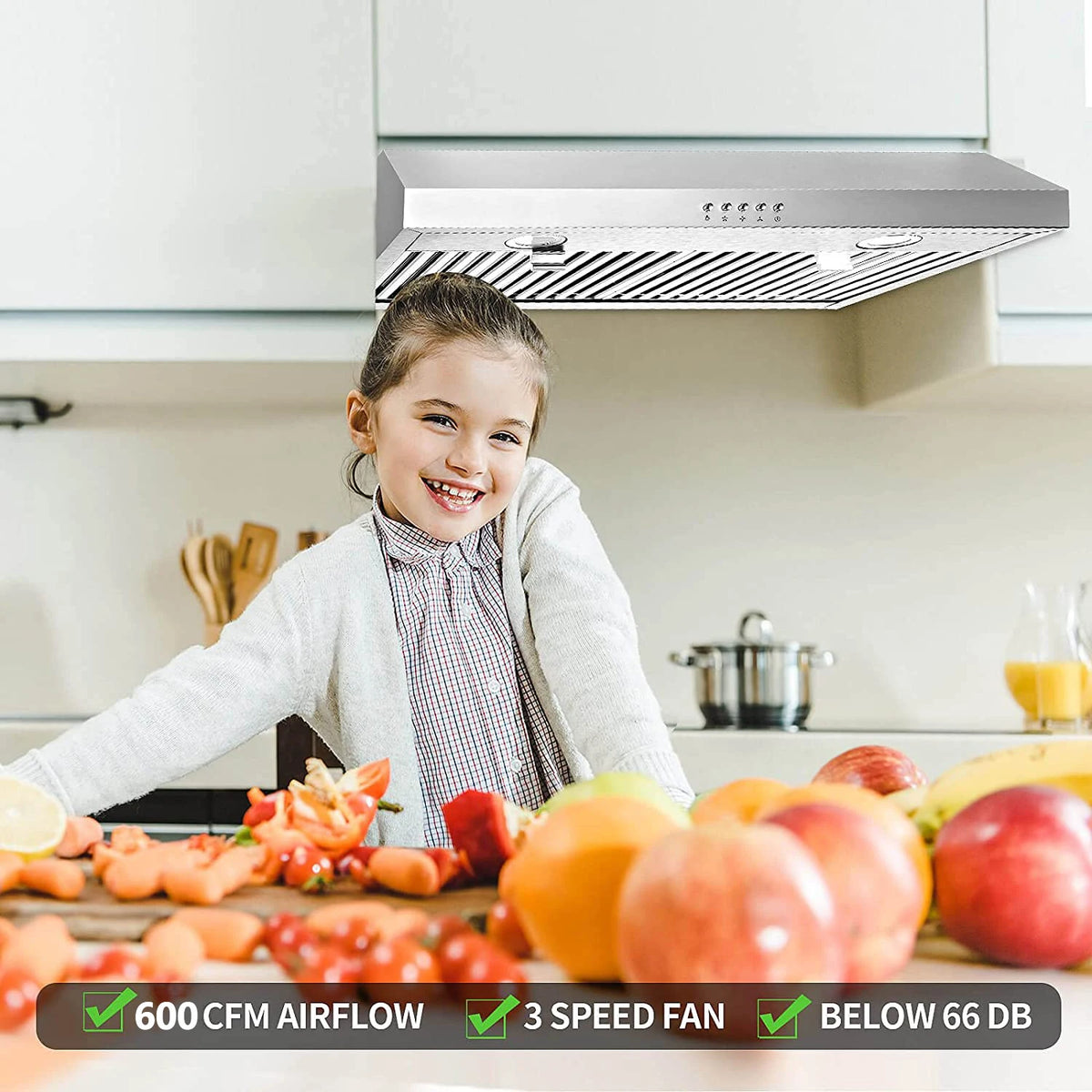 Range Hood 30 Inch Under Cabinet,700 CFM Stainless Steel Ducted/Ductless Range Hood 30 Inch,3 Venting Ways Stove Hood