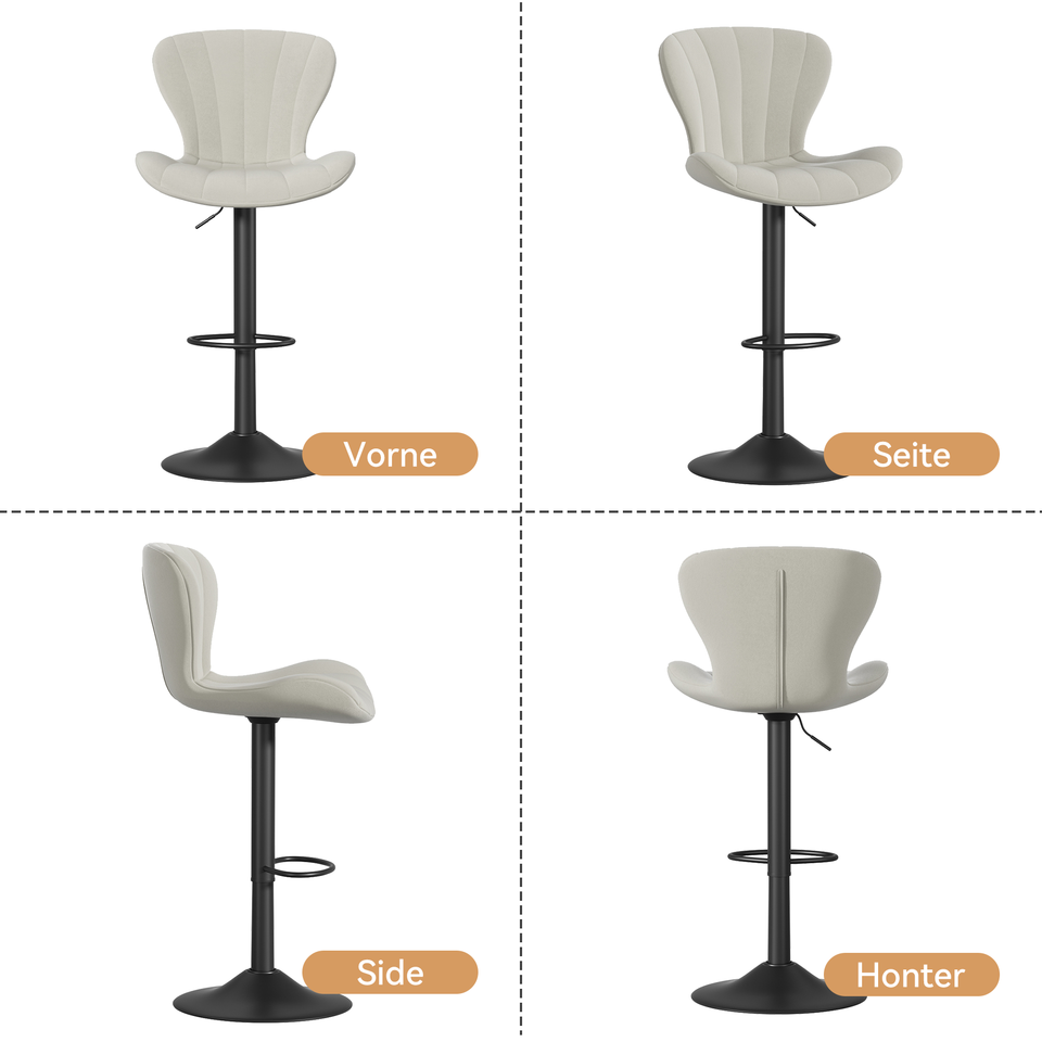 Modern Swivel Steady Bar Stools with Adjustable Fabric Seat and Footrest for Home Bar Counter Height (Set of 2)