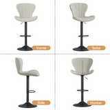 Modern Swivel Steady Bar Stools with Adjustable Fabric Seat and Footrest for Home Bar Counter Height (Set of 2)