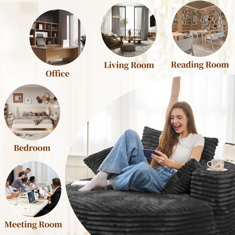 Large Modern Round Cloud Sofa Chair Plush Velvet Fabric Multi-Functional Leisure Chair for Living Room Dining Relaxation Reading