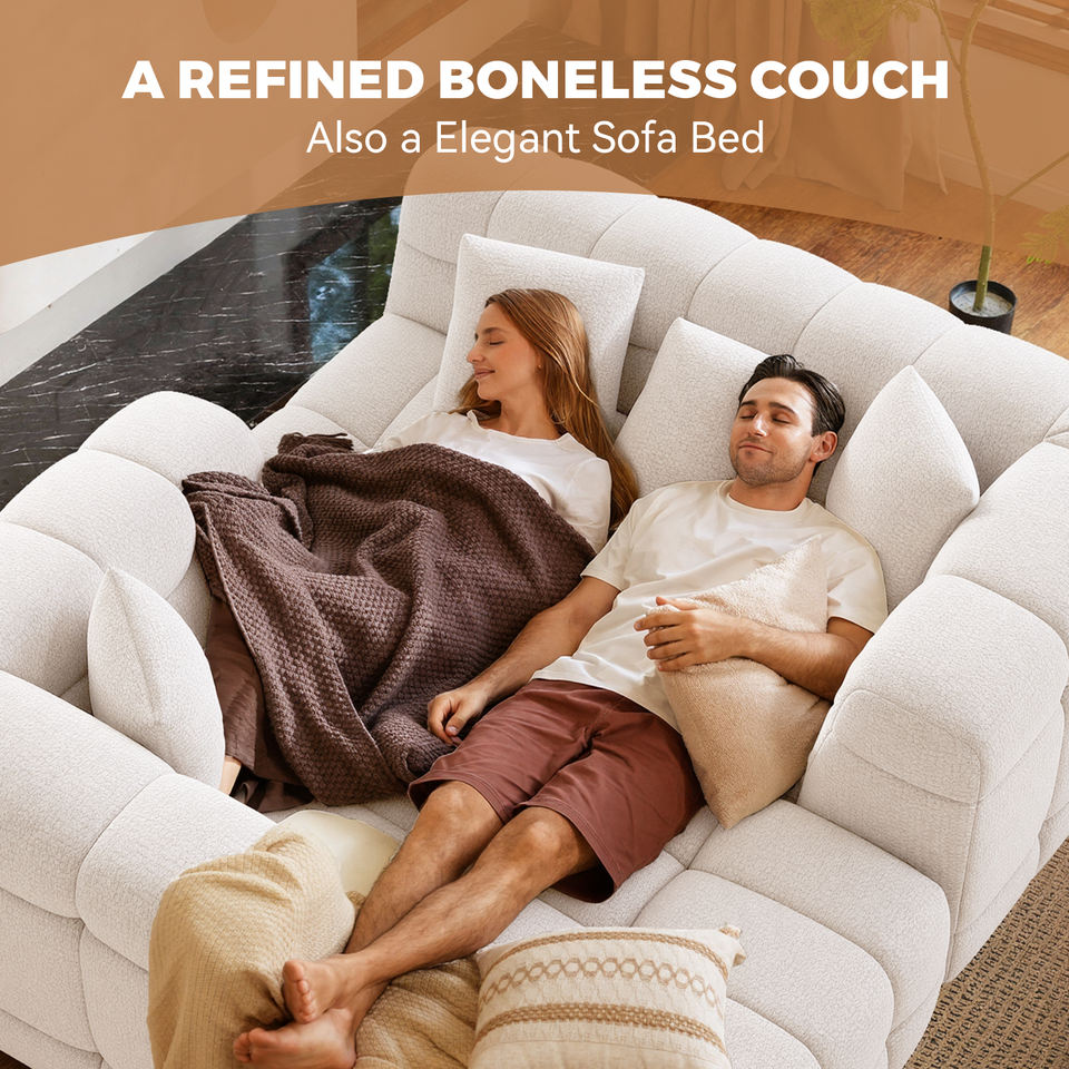Modern Boneless Chenille L-Shaped Couch Oversized Cloud-Like Sofa Bed with Deep Seats for Living Room Large Space