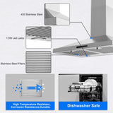 Range Hood 30 Inch, Vent Hoods 30 Inch Stainless Steel, 450 CFM Kitchen Hood with LED Light , 3 Speed Exhaust Fan,Touch Control