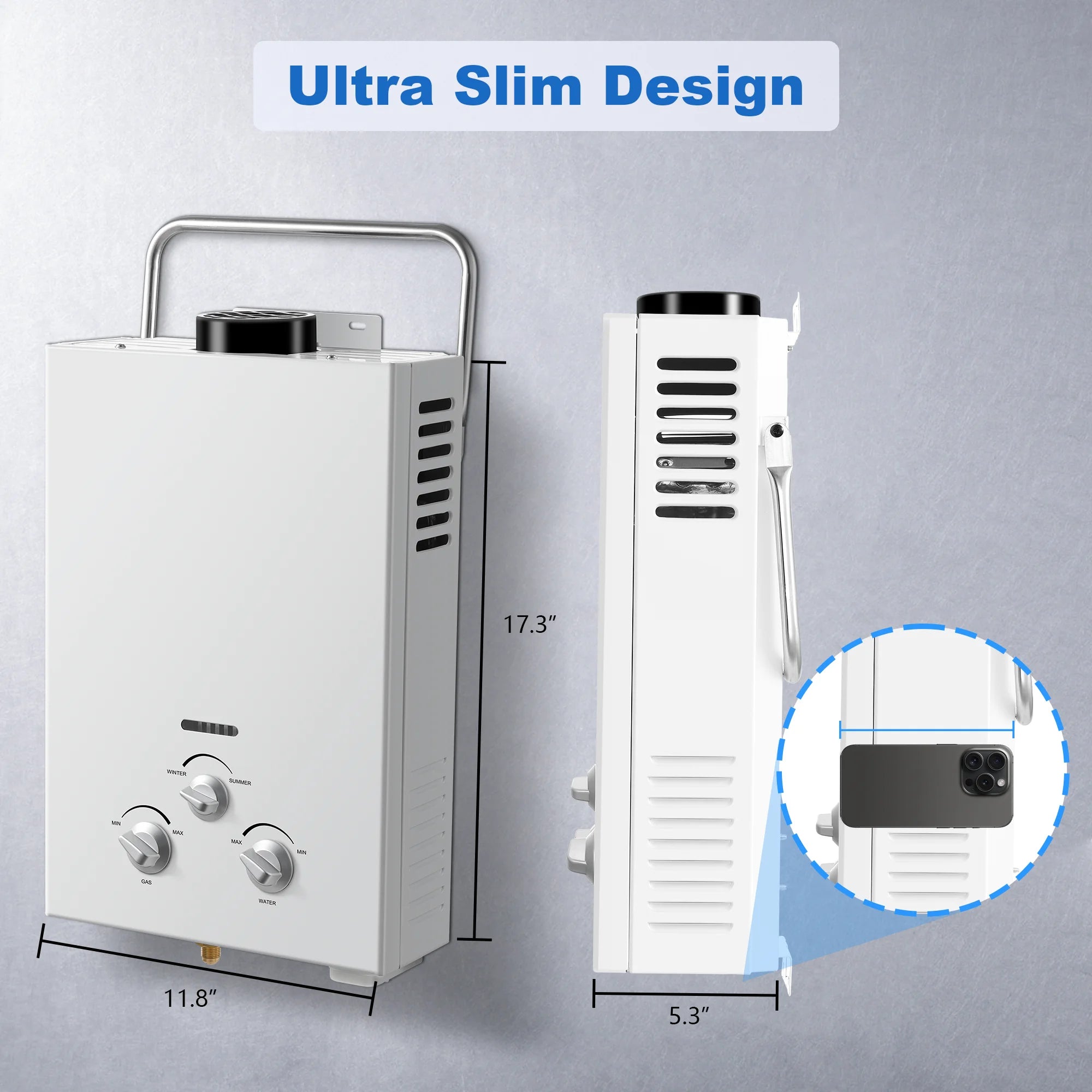 Outdoor Propane Tankless Water Heater - 6L 1.58 GPM Portable Gas Water Heater with Handle & Overheating Protec - view 4