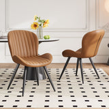 Comfortable Soft Upholstered Ribbed Dining Chair Restaurant Furniture Commercial Use Sturdy Metal Legs Stylish Modern Design (Set of 4)