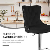 Velvet Swivel Bar Stools Modern High Back Metal Footrest Adjustable Water Resistant for Hotel Dining Living Room Workshop (Set of 2)