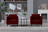 Velvet Comfy Single Seat Sofa Chair Mid-Century Modern Armchair with 1 Pillow and Metal Legs for Bedroom Office Reading