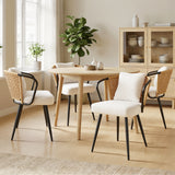 Modern Light Dining Chair with Teddy Upholstery & Fleece Cushion Ergonomic Armchair for Home Office & Hotel Use (Set of 4)
