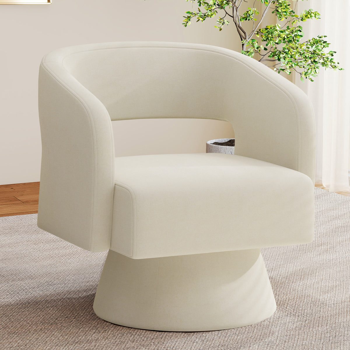 Swivel Barrel Accent Chair Oversized Velvet Upholstered Handmade Modern Luxury 360 Degree Living Room Bedroom Vanity Home Office
