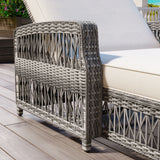 Wicker Reclining Outdoor Patio Chaise Lounger with Armrests