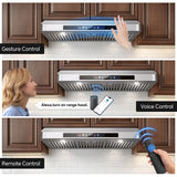 Tieasy Under Cabinet Range Hood 36 Inch, 900 CFM  Voice/Gesture/Remote/Touch Control, Memory Function