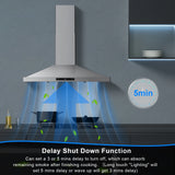 Wall Mount Range Hood 30 Inch, Range Hood with  Touch Control, Kitchen Hood 30 Inch 3 Speed Fan Vent Hood W/ Baffle Filters