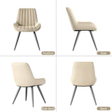 Ergonomic Modern Ribbed Dining Chair Premium Fabric Upholstered Waterproof Soft Adjustable Foot Pads Living Room Park (Set of 4)