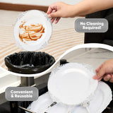 350PCS Disposable PET Dinnerware Set Tableware Kit Plates Cups Cutlery Napkins Gold Rim Freezer Safe BPA-Free Eco-Friendly