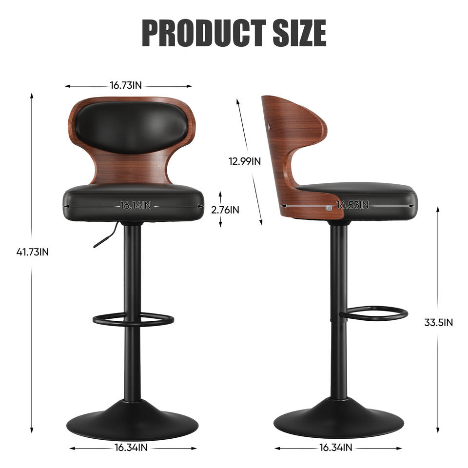 Ergonomic Modern Dual Color Steady PU Leather Bar Stool Swivel Height Adjustable Large Seat Hotel Outdoor Kitchen Counter Chair