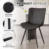 PU Leather Upholstered Soft Comfy Dining Chair-Modern Armless Side Chair Sturdy Metal Legs Commercial Use Eco-Friendly Outdoor (Set of 2)