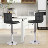 Modern PU Leather Adjustable Swivel Durable Light Weight Steady Barstools Hotel Use Iron Frame Upholstered Back Thickened (Set of 2)