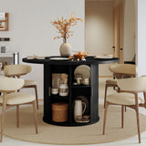 Large Convertible Solid Wood Dining Table Half-Open Sliding Door Storage Compartment Modern Home Hotel Workshop Dining Room