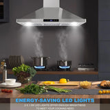 Range Hood 36 Inch Wall Mount Kitchen Hood 700 CFM with Ducted/Ductless Convertible Duct, Touch Control, Permanent Filters