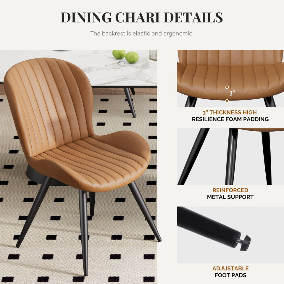 Comfortable Soft Upholstered Ribbed Dining Chair Restaurant Furniture Commercial Use Sturdy Metal Legs Stylish Modern Design (Set of 4)