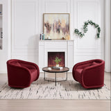 In Stock at Overseas Warehouse: 1pc/Box Luxury Boucle Fabric Swivel Accent Chairs for Living Room Furniture (white/wine Red)